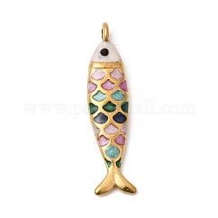 Colgantes de esmalte de acero inoxidable 304, charms de pez, revestimiento de iones (ip), dorado, colorido, 25.5x6x3.5mm, agujero: 1.4 mm