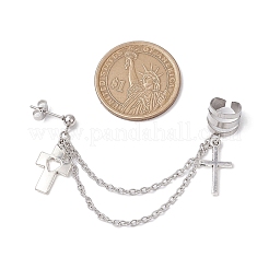 Ohrstecker mit Kreuz aus Legierung&nbsp;EJEW-JE06242-01