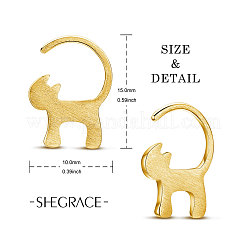 スターリングシルバーの子猫フックイヤリング925個  猫のシルエット  ゴールドカラー  15x10mm&nbsp;JE315C