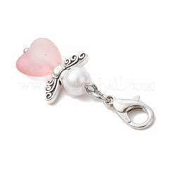 7 шт. подвеска в форме сердца ангела из акрила и стеклянного жемчуга HJEW-JM03729-01