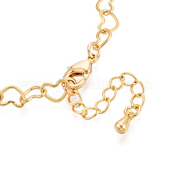 Латунные браслеты-цепочки в форме сердца для женщин BJEW-N032-08B-G