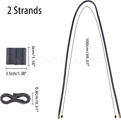 取り外し可能なpuレザーバッグストラップ  ドローストリングバンチポケットアクセサリー  ブラック  100x0.8x0.4cm&nbsp;FIND-WH0046-03B