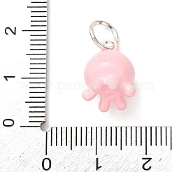 真鍮製エナメルペンダント  タコチャーム  プラチナ  ピンク  14x10x10.5mm  穴：5mm&nbsp;KK-CBA260B-05P