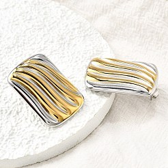 Прямоугольные двухцветные серьги-гвоздики из нержавеющей стали 304&nbsp;EJEW-D308-10B-PG