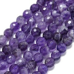 Нити из натуральных шевронных аметистовых бусин&nbsp;G-B165-A09-6mm