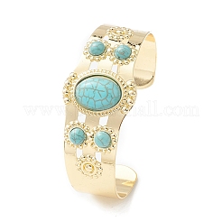 Bracelet manchette ouvert perlé ovale en résine&nbsp;LS-BJEW-F452-01B