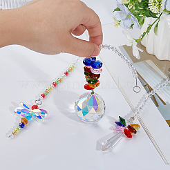 3 Stück hängende Sonnenfänger aus Glas in Form einer Libelle&nbsp;HJEW-FH00221