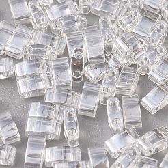 MIYUKIハーフティラビーズ  日本製シードビーズ  2の穴  （htl160)クリスタルの光沢  5x2.3x1.9mm  穴：0.8mm  約1250個/50g&nbsp;SEED-X0054-HTL160