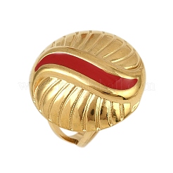 Плоские круглые эмалевые кольца из нержавеющей стали 304 для женщин RJEW-G355-07G-02