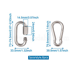 6 шт. 2 карабина для скалолазания из нержавеющей стали 304 STAS-TA0001-33P