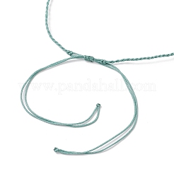 Регулируемые круглые плетеные бусины из натурального зеленого авантюрина и окрашенного полосчатого агата&nbsp;NJEW-JN05318