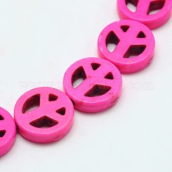 Окрашенные синтетическое бирюзовый peaceb знак шарик прядь G-P083-15mm-90