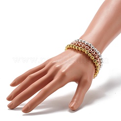 Set di braccialetti elastici in pietra lavica naturale a 3 colori&nbsp;BJEW-JB06838-02