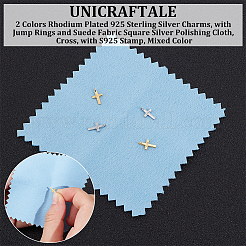 4 шт. 2-х цветные родиевые 925 подвески из стерлингового серебра STER-UN0001-11