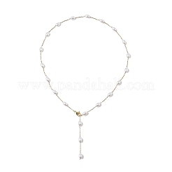 Ожерелья из нержавеющей стали 304 и искусственного жемчуга ABS&nbsp;NJEW-JN05266