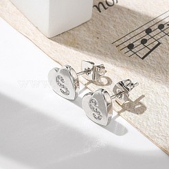 Серьги-гвоздики из латуни с микропаве из прозрачного кубического циркония EJEW-K299-01P-S