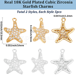 10 шт. 2 цвета латунные подвески с микропаве и кубическим цирконием KK-BBC0019-01