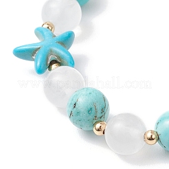 Браслеты из синтетической бирюзы и натурального кварцевого кристалла с бусинами для женщин&nbsp;BJEW-TA00629
