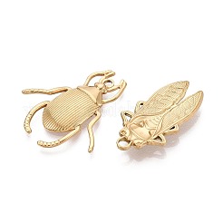304ステンレススチールコネクタチャーム  昆虫  イオンプレーティング（ip）  18KGP本金メッキ  18~48x13~29x2.5~4mm  穴：2~2.5mm&nbsp;STAS-T075-27G