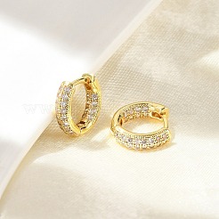 Латунные серьги-кольца из прозрачного кубического циркония&nbsp;LS-EJEW-D311-101G