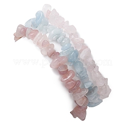 3 ensemble de bracelets extensibles à 3 styles avec aigue-marine naturelle et quartz rose&nbsp;BJEW-JB11076-06