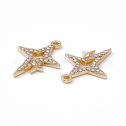 合金ラインストーンペンダント  星のチャーム  ライトゴールド  クリスタル  23x16.5x2mm  穴：1.4mm&nbsp;PALLOY-P287-08LG-01