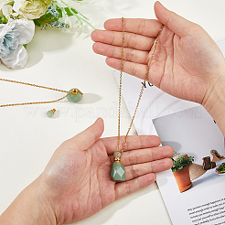 Colliers pendentifs ovales en forme de flacon de parfum en aventurine verte naturelle&nbsp;NJEW-WH0022-40C
