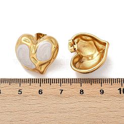 Серьги-гвоздики с эмалью из нержавеющей стали 304 в форме сердца EJEW-M105-03G