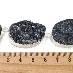 Посеребренные окрашенные овальные бусины из натурального друзового кварца&nbsp;G-F144-03-S