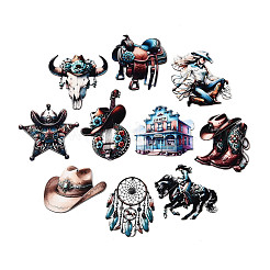 30 шт. подвесные украшения из дерева с УФ-печатью в стиле ковбоя на западе WOOD-N020-07