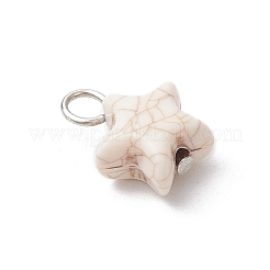 クラックル不透明アクリルパーツ  スターのチャーム  プラチナ  14.5x11.5x7mm  穴：3.5mm&nbsp;PALLOY-JF03924-01