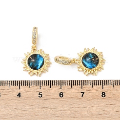 Подвески в стиле звездного неба из латуни с микропаве из прозрачных кубических цирконий&nbsp;X-KK-R213-08G-02