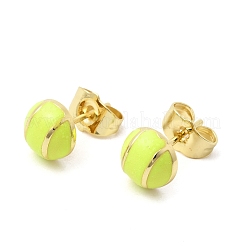 Теннисные латунные эмалированные серьги-гвоздики&nbsp;EJEW-H108-21G