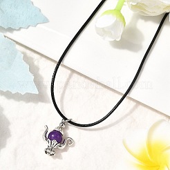3 collar con cordón encerado con colgante de aleación&nbsp;NJEW-JN05440