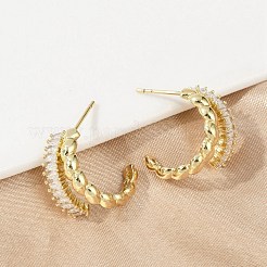 Серьги-гвоздики из латуни с микропаве и цирконием EJEW-M082-16G-02