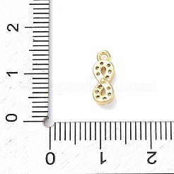 真鍮製マイクロパヴェキュービックジルコニアペンダント  18KGP本金メッキ  無限チャーム  11.5x4x2.5mm  穴：1.2mm&nbsp;KK-C254-06B-G