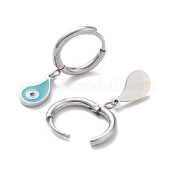 3 пара 3 стильных эмалевых слезинок со сглазом и висячими серьгами-кольцами EJEW-B020-18P