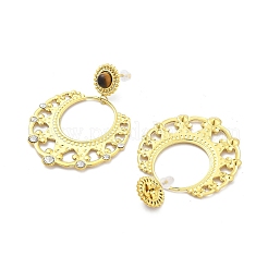 Серьги-гвоздики из нержавеющей стали 304 с натуральным тигровым глазом в стиле бохо&nbsp;EJEW-S244-01G-A