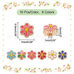 60 шт. 6-цветные бусины из сплава эмали светло-золотистого тона ENAM-PH0002-63