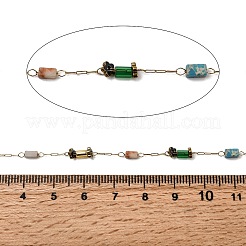 Цепи-колонны ручной работы из натуральной императорской яшмы 304 из нержавеющей стали CHS-L032-04G