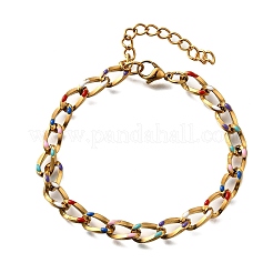 Латунные эмалевые браслеты-цепочки BJEW-S170-01G