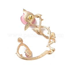 女性用合金ローズクライマーラップアラウンドスタッドピアス  パールピンク  62x43x14.5mm  ピン：1mm&nbsp;EJEW-A096-01E