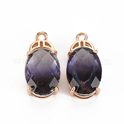 Ciondoli in ottone con placcatura a cremagliera con micro pavé di zirconi chiari&nbsp;KK-T060-62-RS