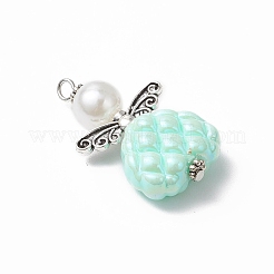 Непрозрачные акриловые бусины с железными штифтами с плоской головкой и круглые бусины из АБС-пластика с имитацией жемчуга и подвески в тибетском стиле PALLOY-JF03810