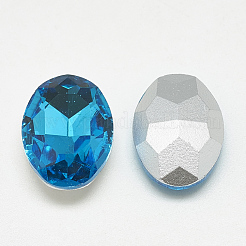 Cabochons en verre avec strass de dos avec point&nbsp;RGLA-T080-6x8mm-12