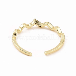 Открытое кольцо-манжета с прозрачной волной кубического циркония X-RJEW-B028-17G