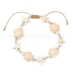 Bracelets ajustables en perles tressées de turquoise synthétique teintée et d'hématite synthétique non magnétique pour femmes et hommes&nbsp;BJEW-JB13779-02