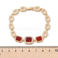 Прямоугольные и овальные латунные браслеты-цепочки с микропаве из кубического циркония KK-R217-25G