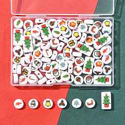 112 Stück 14 Stile Weihnachtsdruck undurchsichtige Acrylperlen&nbsp;OACR-FS0002-69