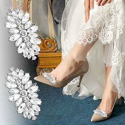 8 шт. 4 стиля латунных украшений для обуви со стразами AJEW-GA0006-98